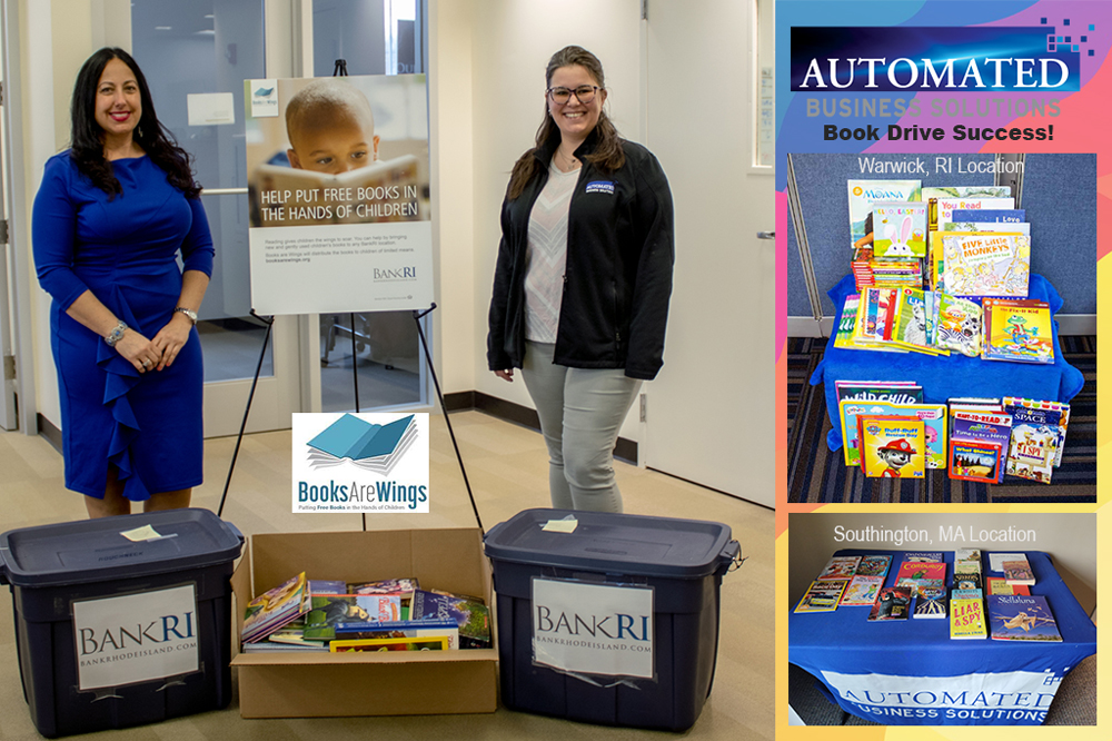Automated Business Solutions joins BankRI in collecting books for Books Are Wings