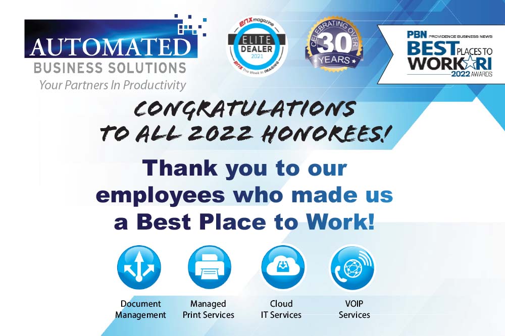 Automated Business Solutions makes PBN Best Places to Work in Rhode Island
