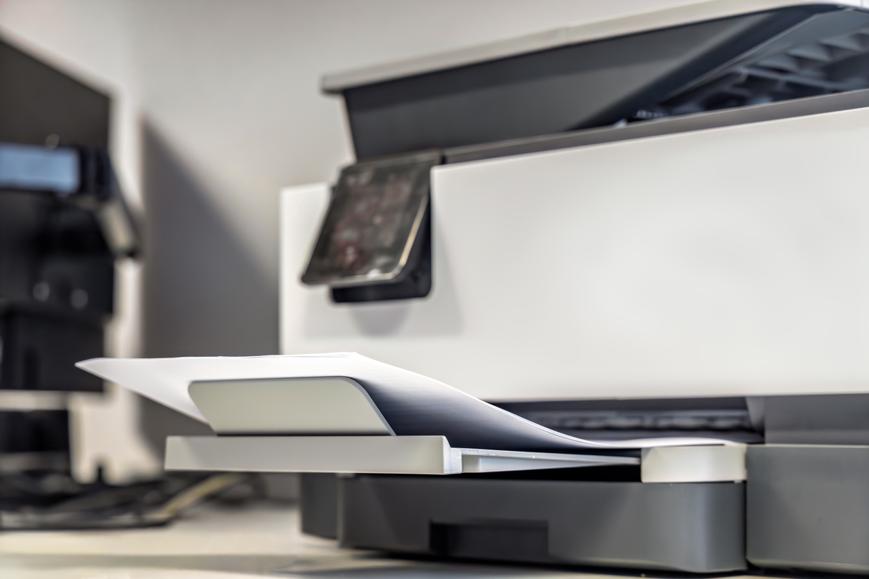 paper in printer output tray