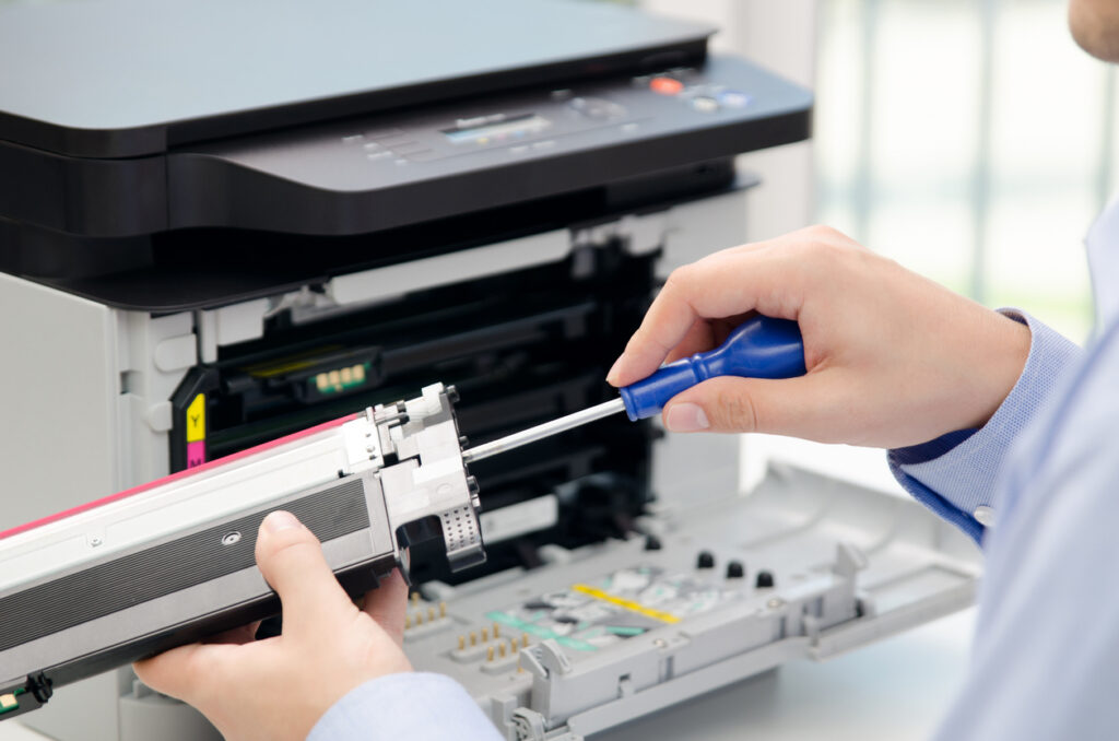 aging office copier showing wear,